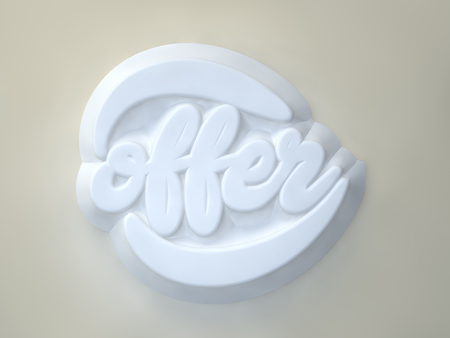 Offer 3D white wording on light backgroundの写真素材