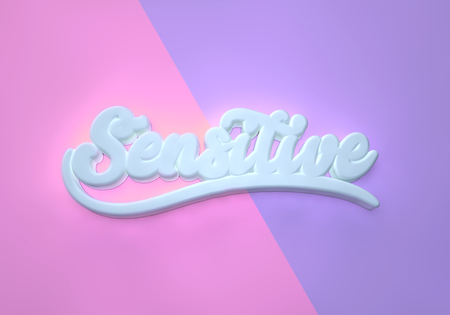 Sensitive 3D white wording on pink purple backgroundの写真素材