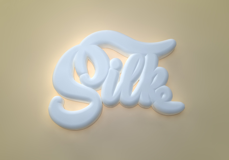 Silk 3D white wording on yellow backgroundの写真素材