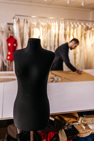 Gloss black color mannequin male isolated on white backgroundの写真素材