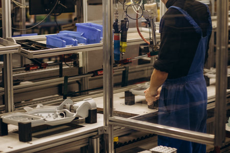 conveyor of street lighting production at the factoryの写真素材