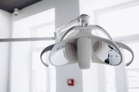 modern medical lamp in the office. overhead dental or medical exam light