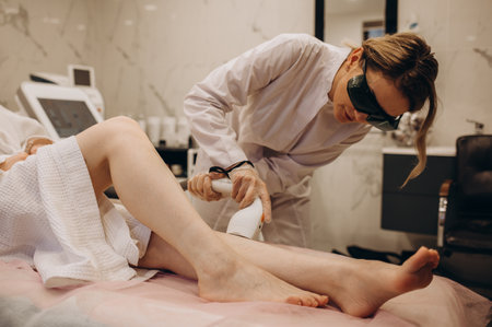 Laser hair removal legs. epilation laser. Epilationの写真素材