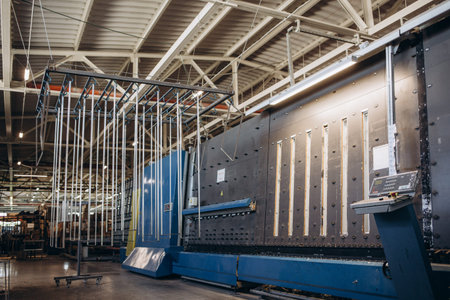 Manual worker assembling PVC doors and windows. manufacturing jobs. selective focus. Factory for...