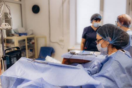 A phlebologist performs an ultrasound of the legs for varicose veins using a modern.の写真素材