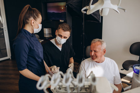 Dental Hygiene And Dentist Care For Old Senior Man.