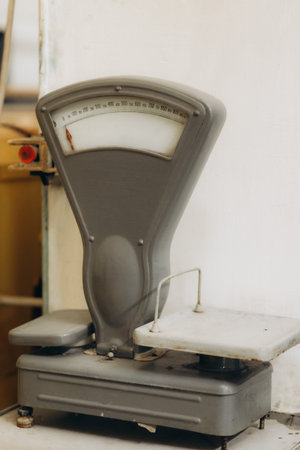 An ancient scale on a table in a bakery