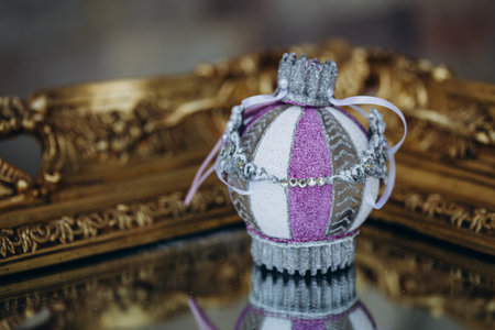 New Year's toys on the Christmas tree. Handmade toysの写真素材