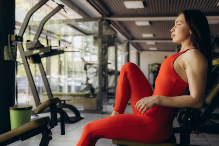 portrait of a sporty woman in the gymの写真素材