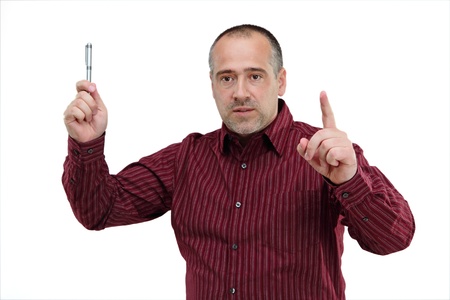 A man explainsの写真素材