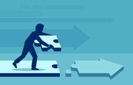 Smart businessman assemble puzzle jigsaw to create way to success. のイラスト素材