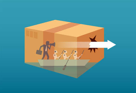 Human business and robotic labor concept. Robot and automation vector illustration.のイラスト素材