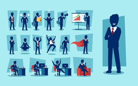 Vector set of businessman character. Successful career path of a corporate executive conceptのイラスト素材