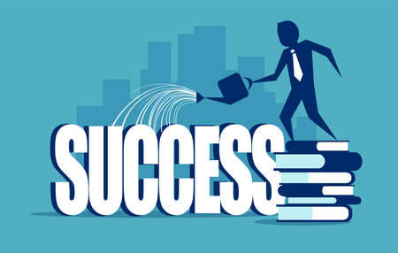 Business man watering word success.のイラスト素材
