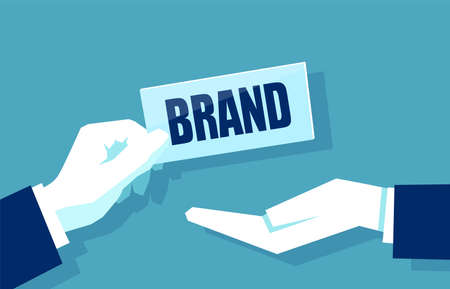 Concept of brand building vector illustration on blue backgroundのイラスト素材