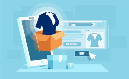 Creative vector design of online ordering via smartphone and computer on modern web siteのイラスト素材