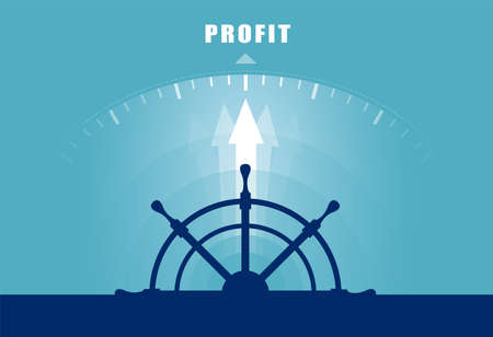 Vector of a ship wheel directed toward profit. Business financial conceptのイラスト素材