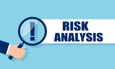 Vector of a businessman hand holding magnifying glass with exclamation mark.のイラスト素材