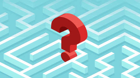 Vector of a question mark lost in a labyrinth. Business challenges conceptのイラスト素材