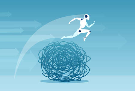 Vector of a robot overcoming complex problems offering fast solutions のイラスト素材