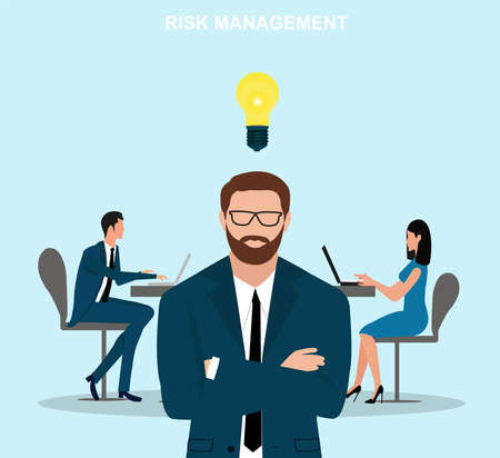 Vector of a businessman, risk management specialist のイラスト素材