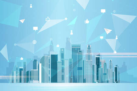 Vector of an abstract cityskape background smart city のイラスト素材