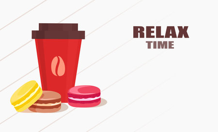 Vector of a cup of coffee and colorful macaroons. のイラスト素材