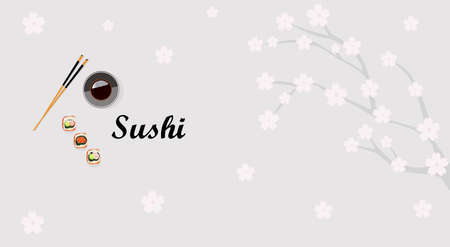 Vector design of the sushi restaurant invitation banner のイラスト素材