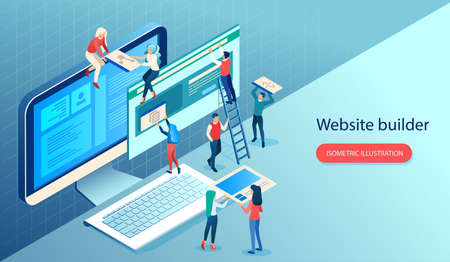 Vector of IT people, software engineers developing a new web pageのイラスト素材