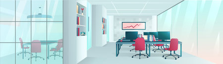 Vector of a modern office interior creative workplace のイラスト素材