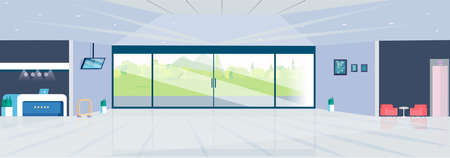 Vector of a modern reception area lobby of a contemporary hotel hallのイラスト素材