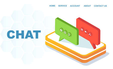 3D Vector of Isometric chat iconsのイラスト素材