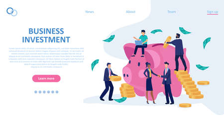 Vector of business people investing saving money, making agreementのイラスト素材