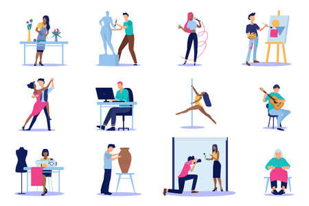 Vector of diverse people with creative artistic occupations isolated on white backgroundのイラスト素材