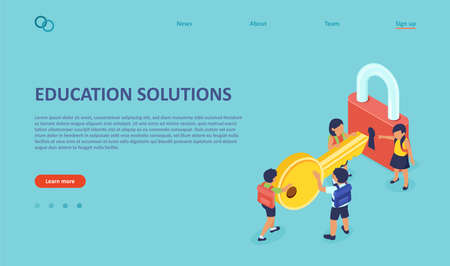 Vector of a group of students unlocking access to a quality educationのイラスト素材