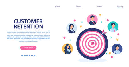 Customer retention concept. Vector of a target audience in a successful business strategyのイラスト素材
