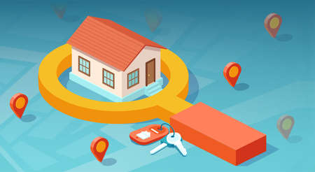 Choosing the right home and house location. Real estate conceptのイラスト素材