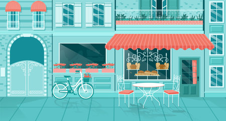 Vector of a cute coffee shop or a bakeryのイラスト素材