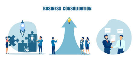 Vector of businesspeople a team collaborating building a successful businessのイラスト素材