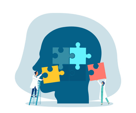 Vector of a psychologist helping patient to solve psychological problem.Mental health concept.のイラスト素材