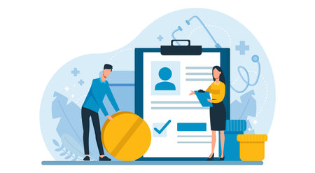 Health insurance and employee benefits contract conceptのイラスト素材
