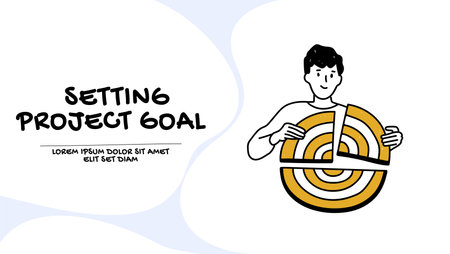 Vector of a young man setting his project goalのイラスト素材