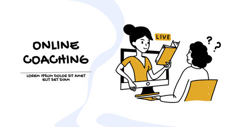 Online coaching, assistance concept. Education illustrationのイラスト素材