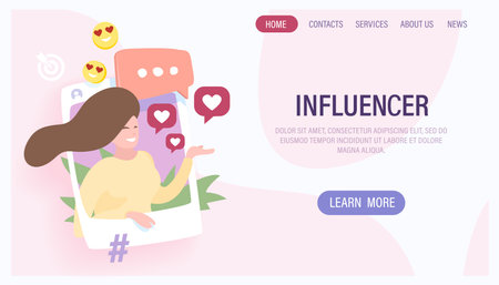 Social media influencer concept, vector illustrationのイラスト素材