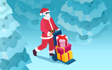 Vector of a cool Santa Claus delivering Christmas giftsのイラスト素材