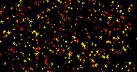 black background with yellow and red sparkling stars for Christmas and New Year. abstract shiny background for designer. Templates for postcards and posters. copy spaceの写真素材