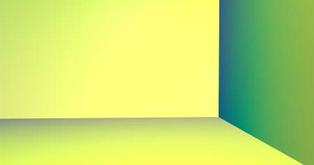 3d image, 3d studio, colorful abstract background, room template with empty space, green walls and floor, 3d mockupの写真素材