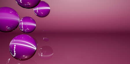 3D image, abstract purple background with 3D colorful balls, poster, header template for website. copy spaceの写真素材