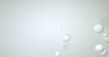 Abstract gray background with dynamic 3d spheres. white balloons on a gray background. Modern trendy banner or poster design 3D image, copy space.の写真素材