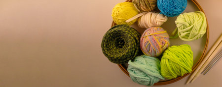 colored balls of yarn on a different background knitting, handmade fashion hobby beauty